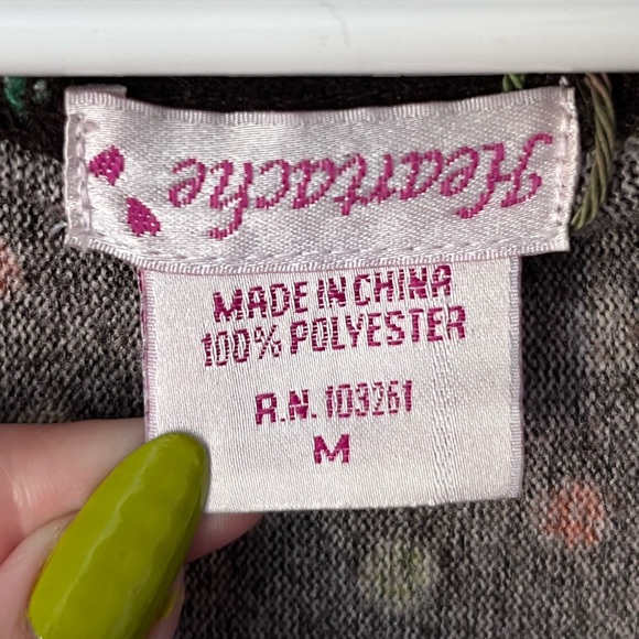 Heartache brown long sleeve dress with buttons and funky pattern - Picture 3 of 7